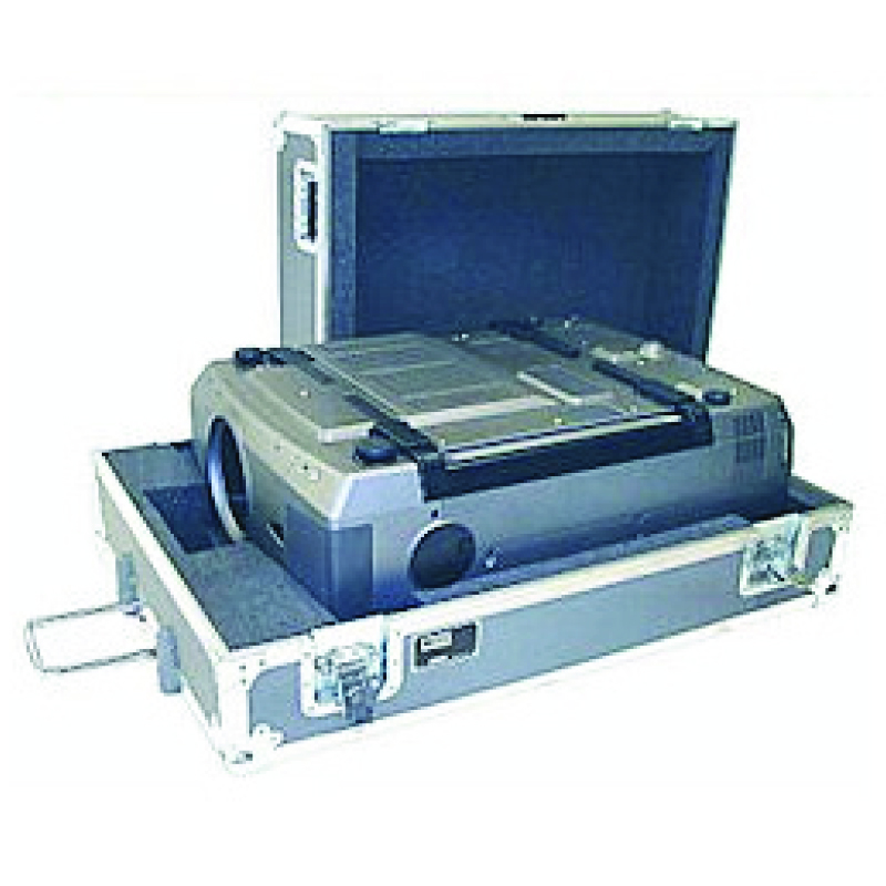 Gray projector Case tilt wheels and handle